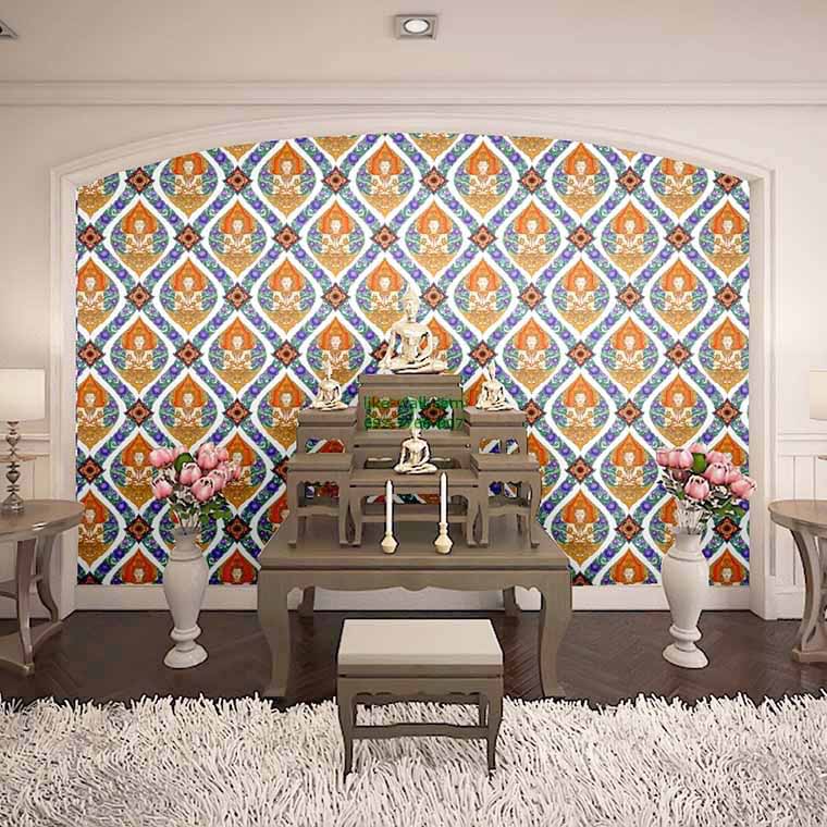 วอลเปเปอร์ลายเส้นดัด สีชมพู-ม่วง