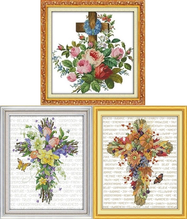 Flower cross (ไม่พิมพ์/พิมพ์ลาย)