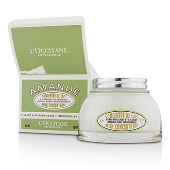 L'OCCITANE Almond Milk Concentrate 200ml. ทรีทเมนท์บำรุงผิวกาย เพื่อผิวกระชับ เรียบเนียน คงความชุ่มชื่นยาวนานถึง 48 ชั่วโมง และได้รับการบำรุงด้วยสารสกัดจากอัลมอนด์ ช่วยต่อต้านริ้วรอย ลดเซลลูไลท์ ให้ผิวเรียบเนียนตึงกระชับ