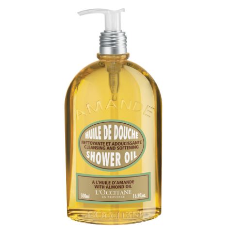 L'Occitane Almond Cleansing and Softening Shower Oil 500ml. ขวดใหญ่หัวปั๊ม เจลเนื้อออยล์จะกลายเป็นครีมน้ำนมละเอียดอ่อน ด้วยส่วนผสมของ Almond เข้าบำรุงผิวให้นุ่มละเอียดจนรู้สึกได้ เรียบลื่น ชุ่มชื้น กลับสมดุลให้ผิว กลิ่นละมุน สะอาดไม่แห้งตึง และยังสาม