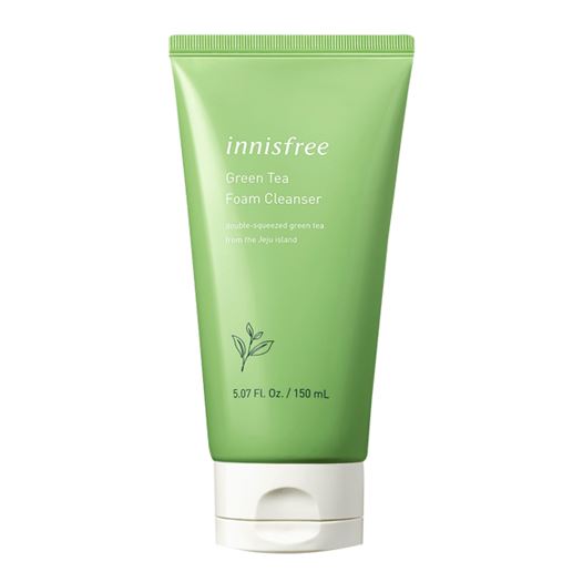 Innisfree Green Tea Foam Cleanser150ml. โฟมล้างหน้าจากสารสกัดชาเขียวบริสุทธิ์เกาะเชจู ด้วยส่วนผสมจากธรรมชาติถึง 88% ชะล้างสิ่งสกปรกได้อย่างล้ำลึก ลดความมัน ลดการอุดตัน และลดการเกิดสิว ช่วยควบคุมความมันส่วนเกิน แต่ยังคงสมดุลความชุ่มชื้นให้แก