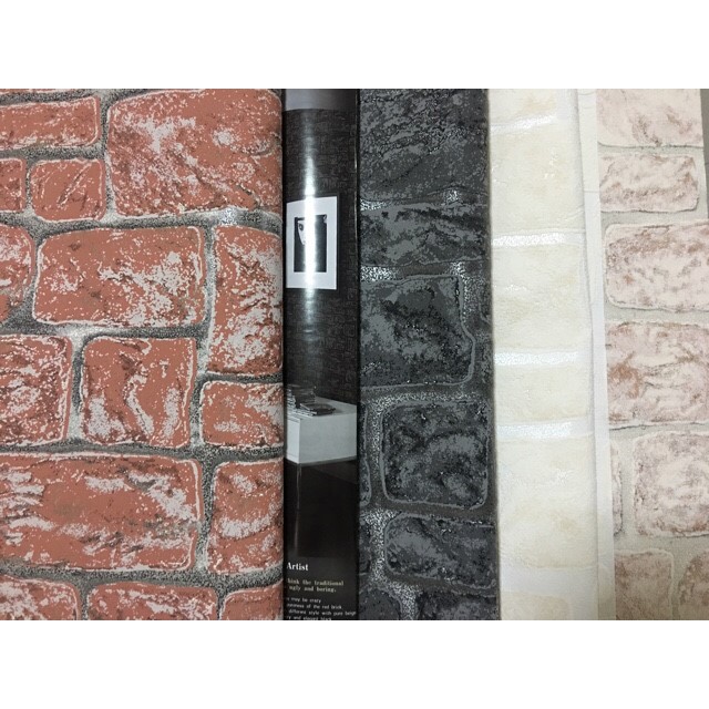 wallอิฐ หินไม้1 กว้าง53ซม ยาว10ม ม้วน5ตรมc เนื้อนูน  ไวนิวส์