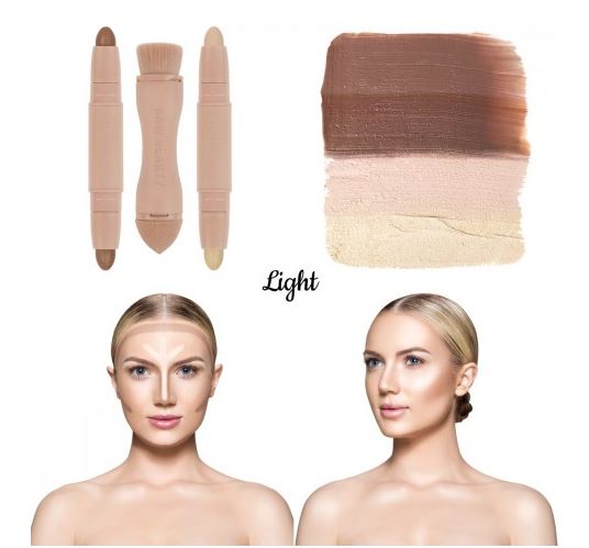 **ส่งฟรี EMS**Kylie KKW Beauty Creme Contour & Highlight Kit # Light เซ็ตคอนทัวร์ไฮไลท์หน้าเป๊ะปังสไตล์สาว Kardashian เน้นไปทางงานผิวและโครงหน้าพุ่งปัง มีเฉดสีหลากหลายที่ครอบคลุมไปสำหรับสาวไทยเรา ไม่มีหน้าเทาแน่นอน สติ๊กแปรงเบลนด์ดิ้ง 2 หัวที่มีทั้งฟอ