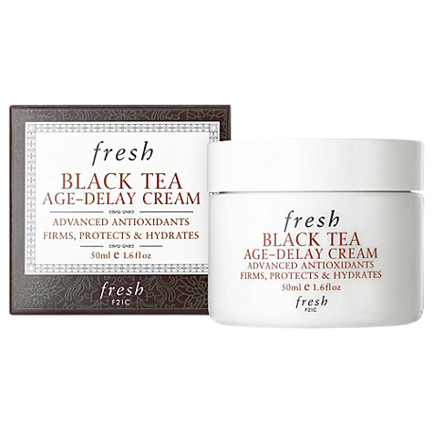 Fresh Black Tea Age-Delay Cream 50ml. ครีมลดเลือนริ้วรอยสารสกัดจากชาดำที่ถูกพัฒนาให้มีความล้ำหน้าในการบำรุงผิว ด้วยผลลัพธ์ที่ได้รับการพิสูจน์แล้วว่าช่วยลดเลือนริ้วรอยเล็กๆบนใบหน้า ช่วยให้ผิวแน่น กระชับ และช่วยปรับโครงสร้างของผิวหน้า