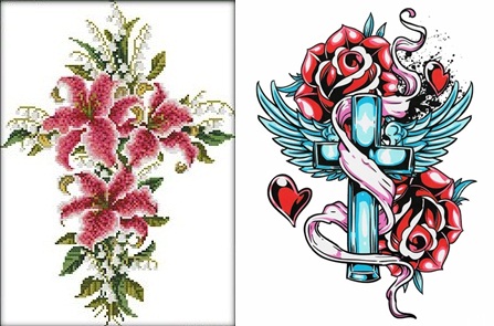 Flower&Cross (ไม่พิมพ์/พิมพ์ลาย)