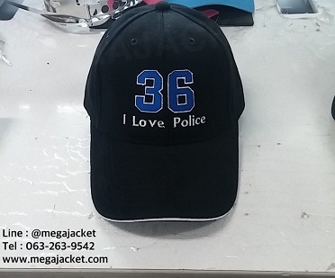 ตัวอย่างงานปักหมวก Cap รวมรุ่นตำรวจ 36(ด้านหน้า) ผ้าพีช(ผ้าคอตตอน/พรีเมียม) สีดำ พร้อมปักโลโก้  สั่งทำหมวกปัก รับทำหมวกพรีเมียม รับทำหมวกสกรีน โทร 093-632-6441