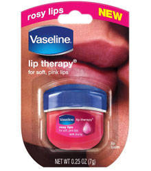 Vaseline Lip Therapy 7 g.วาสลีนขนาดจิ๋ว สีชมพูระเรื่อ Rosy Lip นอกจากให้ความนุ่มชุ่มชื่นปากไม่แห้งกร้านแล้ว รุ่นนี้เพิ่มความชมพูใสๆ เข้าไปด้วย