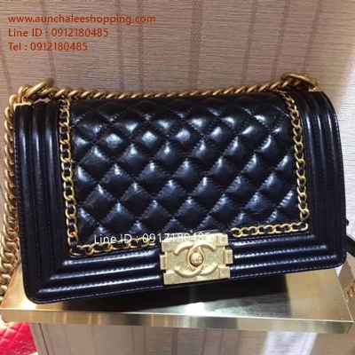 Chanal boy original leather size 10" งานหนังแท้ งานสวยเหมือนแท้มากที่สุด 