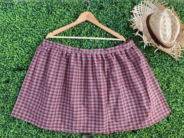 ++พร้อมส่ง++ กระโปรงลายสก๊อตสีแดงไซส์ใหญ่ เอว 40-47 นิ้ว