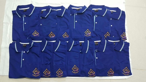 ตัวอย่างงานปักเสื้อโปโล สีน้ำเงินเข้ม พร้อมปัก หน้าอก และหลัง ,093-632-6441  รับสั่งตัดเสื้อโปโล พร้อมบริการงานปัก