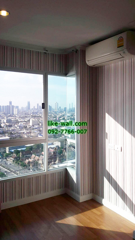 ผลงานติดวอลเปเปอร์ลายเส้น คอนโดลุมพินี พระราม3