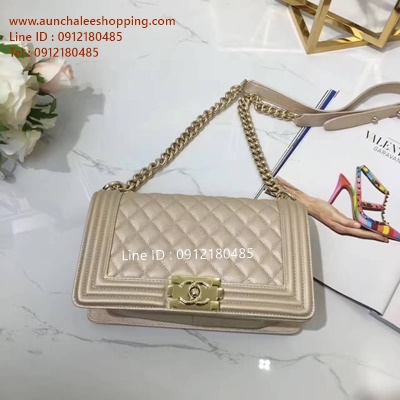 Chanal boy original leather size 10" งานหนังแท้ งานสวยเหมือนแท้มากที่สุด 