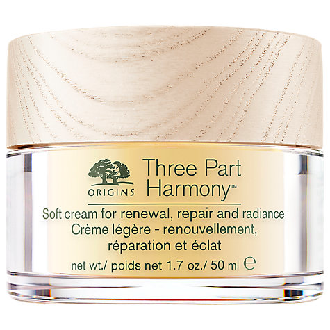 **พร้อมส่ง**ORIGINS Three Part Harmony Soft Cream For Renewal, Repair & Radiance 50ml. ครีมบำรุงผิวหน้าที่ให้ความชุ่มชื้นเข้มข้น เนื้อสัมผัสบางเบา ด้วยเทคโนโลยี micro oil ที่มีส่วนผสมเชียร์บัตเตอร์ และวิตามินอี ผสานกับสารสกัดจากหัวลิลลี่ (Tazetta Lily