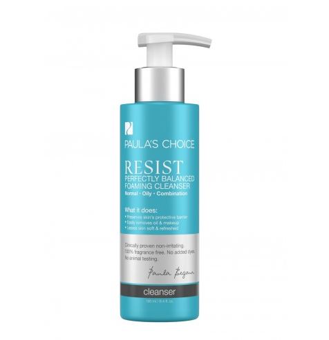 **พร้อมส่ง**Paula's Choice Resist Perfectly Balanced Foaming Cleanser 190ml. ครีมโฟมทำความสะอาดอ่อนโยนต่อผิว ต่อต้านริ้วรอย. กระชับรูขุมขน เหมาะสำหรับผิวธรรมดาถึงผิวมัน ช่วยให้ความชุ่มชื้นสมดุล ในขณะที่ทำความสะอาดเครื่องสำอางและความมันส่วนเกิน