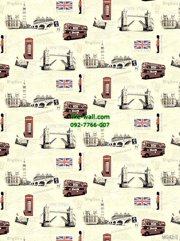 วอลเปเปอร์ลายหอนาฬิกา ประเทศอังกฤษ สีเหลือง