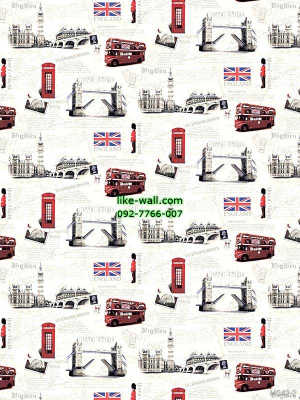 วอลเปเปอร์ลายหอนาฬิกา ประเทศอังกฤษ สีครีม