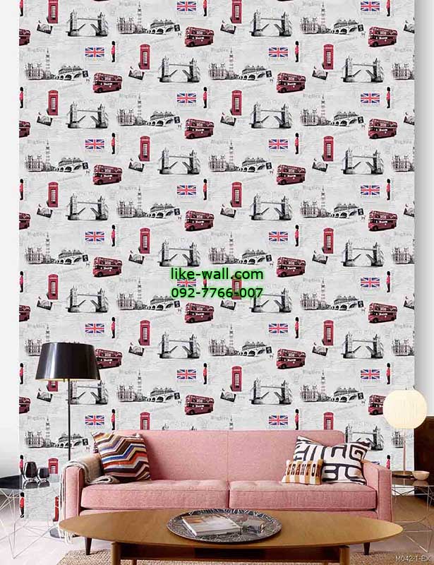 วอลเปเปอร์ลายหอนาฬิกา ประเทศอังกฤษ สีเทา