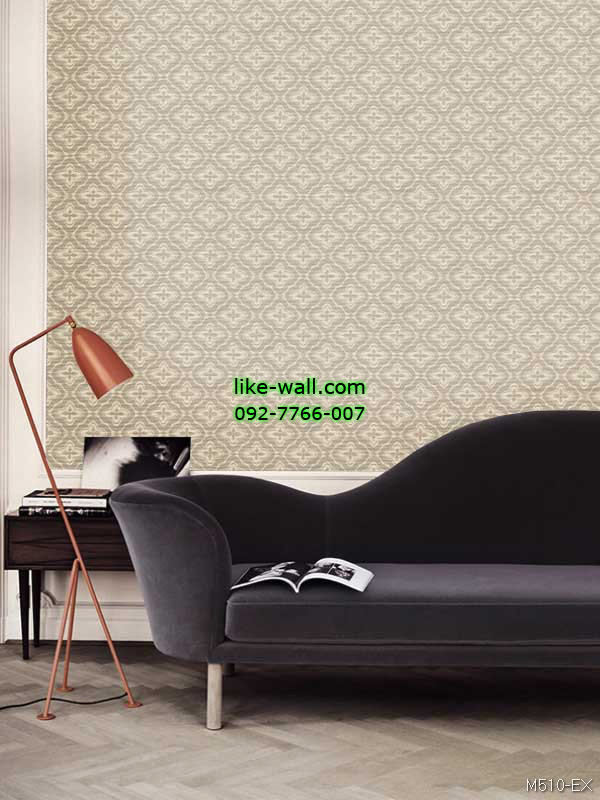 วอลเปเปอร์ลายดอกไม้คลาสสิค สีน้ำตาลครีม