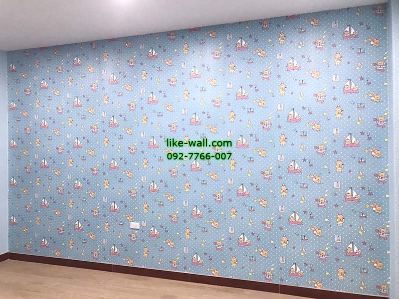 ผลงานติดวอลเปเปอร์ ลายการ์ตูน สีฟ้า ย่านพัทยา