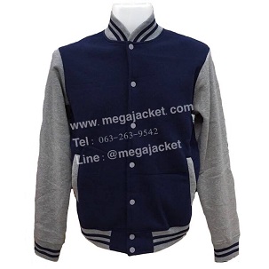 ขายส่งเสื้อแจ็คเก็ตเบสบอล สีกรม/แขนเทา  Jacket baseball ผ้า cotton wood ผ้านุ่มหนากำลังดี เนื้อผ้าคอตตอนวูล เสื้อแจ็คเก็ตเบสบอล เสื้อแจ็คเก็ตใส่กันหนาว แจ็คเก็ตสีกรมแขนเทา 093-632-6441