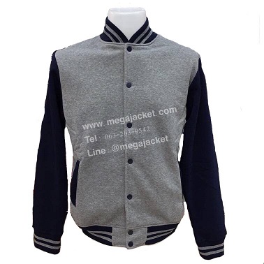 ขายส่งเสื้อแจ็คเก็ตเบสบอล สีเทา/แขนกรม ผ้า cotton wood  Jacket Baseball ผ้านุ่มหนากำลังดี เนื้อผ้าคอตตอนวูล เสื้อแจ็คเก็ตเบสบอล เสื้อแจ็คเก็ตใส่กันหนาว แจ็คเก็ตสีเทาแขนกรม 093-632-6441