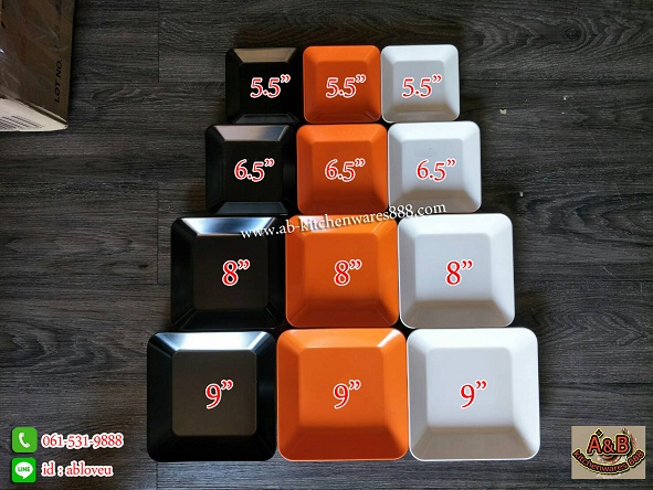 (ราคา/โหล)จานสี่เหลี่ยม P666 เมลามีนแท้