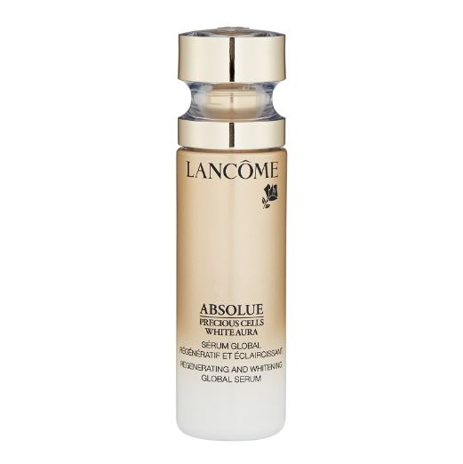 Lancome Absolue Precious Cells White Aura Regenerating and Whitening Global Serum 30ml. เซรั่มซึ่งพัฒนาขึ้นเพื่อฟื้นคืนความงามพิสุทธิ์ดุจกุหลาบขาว เผยผิวเปล่งปลั่ง แน่นกระชับ คืนความมีชีวิตชีวา ปลอดจุดด่างดำ สูตรผสมเป็นเอสเซ้นส์ประกายมุกอ่อนๆ 