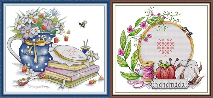 I love cross stitch (คู่)(ไม่พิมพ์/พิมพ์ลาย)