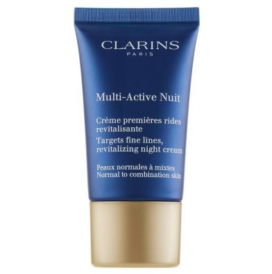 Clarins Multi Active Night Cream Normal To Combination Skin ขนาดทดลอง 15 ml. ครีมลดเลือนริ้วรอย สำหรับผิวมัน-ผิวธรรมดา ฟื้นบำรุงผิวยามค่ำคืน ชะลอการเกิดริ้วรอยแรกเริ่ม เนื้อบางเบา ซึมซาบไว สบายผิว โดยไม่ก่อให้เกิดความมันส่วนเกิน ให้ผิวได้รับการผ