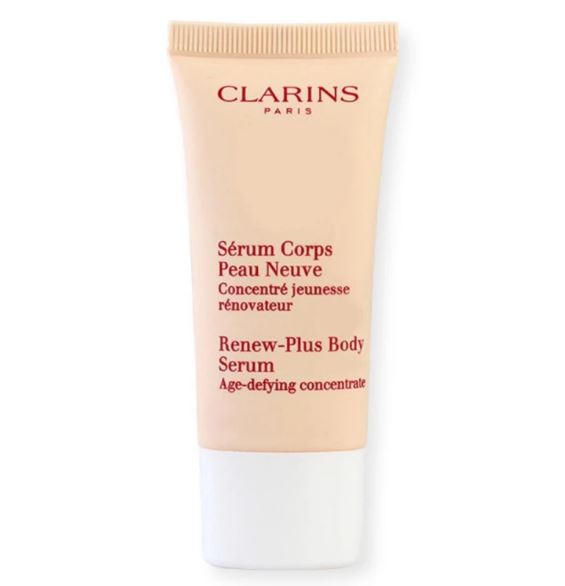 CLARINS Renew Plus Body Serum ขนาดทดลอง 30 ml. เซรั่มบำรุงผิวกายชนิดแรกของ Clarins ที่ช่วยผลัดเซลล์ผิว เผยผิวเนียนกระจ่างใสของผิวเกิดใหม่ Clarins Renew-Plus Body Serum มอบการบำรุงอย่างล้ำลึก ด้วยส่วนผสมจาด Pre-Ratinal วิตามิน A บริสุทธิ์ พร้อมข