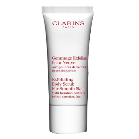 Clarins Exfoliating Body Scrub For Smooth Skin ขนาดทดลอง 30 ml. ขั้นตอนแรกที่สำคัญที่สุดเพื่อผิวทั่วเรือนร่างที่นุ่มนวล เรียบเนียน กระชับ อ่อนเยาว์ ครีมสครับขัดผิวสูตร Bamboo Powder จากธรรมชาติ ขจัดเซลล์เสื่อมสภาพที่ให้ความรู้สึกสดชื่นพร้อมประสิ