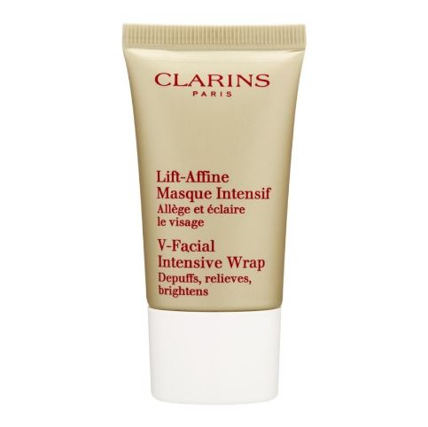 CLARINS V Facial Intensive Wrap ขนาดทดลอง 15 ml. ครีมมาส์ก ชนิดล้างออก ลดอาการบวมน้ำ ยกกระชับ เข้ารูป สัมผัสของผิวที่เนียนนุ่ม ฟื้นฟูผิวจากความเครียด ความร้อน และพักผ่อนที่ไม่เพียงพอ ให้ผิวดูเปล่งปลั่ง สดใส ชุ่มชื่น จากส่วนผสมเข้มข้นสกัดจากพืชธร