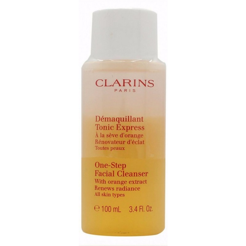 Clarins One Step Facial Cleanser With Orange Extract All Skin Types ขนาดทดลอง 100 ml. คลีนเซอร์ทำความสะอาดผิวหน้าในขั้นตอนเดียว ทำความสะอาดเครื่องสำอาง และสิ่งสกปรกต่างๆ บนผิวหน้าได้อย่างสะอาดหมดจด พร้อมปรับสมดุล คงความสมดุลของค่า pH และกำจัดสาร