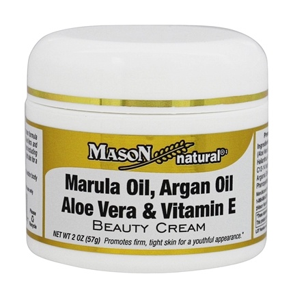Mason Naturals Marula Oil, Argan Oil Aloe Vera & Vitamin E Beauty Cream 57 g. เมสัน บิวตี้ครีม ครีมทาผิวสูตรต่อต้านริ้วรอยที่มีคุณภาพสูงของ Mason เหมาะสำหรับผิวผสมถึงผิวแห้งรวมทั้งผิวที่เสื่อมสภาพจากแสงแดด ช่วยให้ผิวกระชับขึ้นเพื่อผิวอ่อนเ