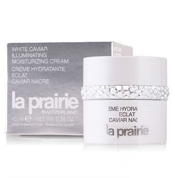 La Prairie White Caviar Illuminating Moisturizing Cream ขนาดทดลอง 10ml. ครีมบำรุงผิวเพื่อผิวกระจ่างใส ลดเลือนริ้วรอย คืนความหยืดหยุ่น ให้ผิวตึงกระชับผิว จากส่วนผสมของผงไข่มุก และสารสกัดจากคาเวียร์สีทองเข้าฟื้นฟูผิวให้สดใส ลดเลือนจุดด่างดำ ยั้บยั