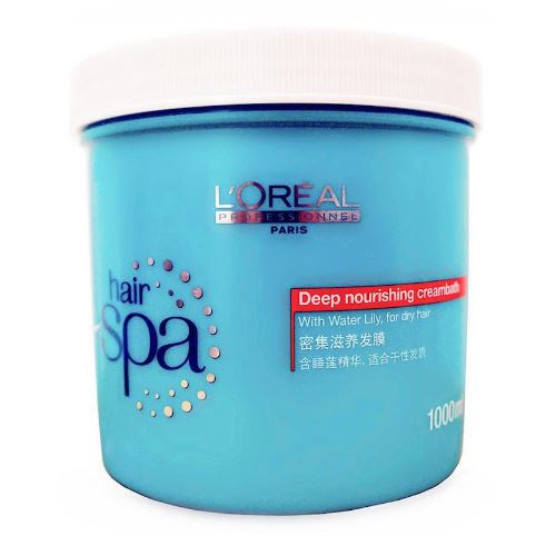 L'Oreal Hair Spa Deep Nourishing Creambath 1000ml. ทรีทเม้นท์สปาสำหรับผมแห้งเสียและอ่อนแอ ช่วยฟื้นบำรุงเส้นผมจากสภาพแห้งและถูกทำลายให้กลับชุ่มชื้น นุ่มสลวย เงางาม เรียกคืนความแข็งแรงให้กับเส้นผมและช่วยบำรุงหนังศรีษะให้มีสุขภาพดียิ่งขึ้น แ