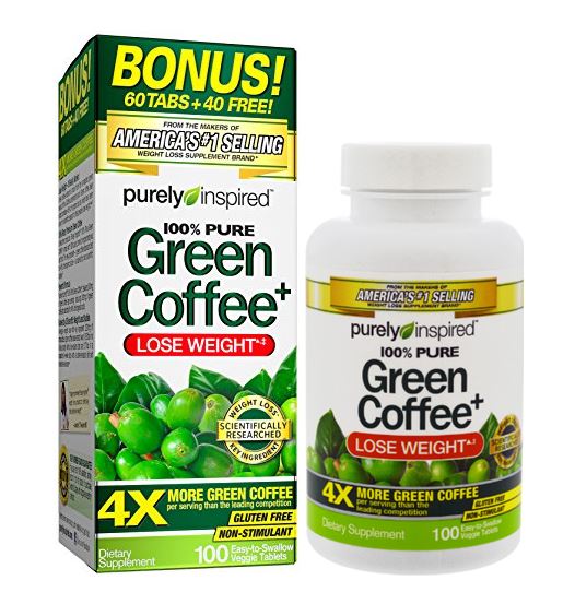 Purely Inspired Green Coffee 800 mg, 100 Tablets สูตรใหม่ 4X เพิ่มประสิทธิภาพ สารสกัดกาแฟสีเขียวร้อยเปอร์เซ็น ควบคุมน้ำหนัก ลดระดับมวลไขมันในร่างกาย มีสารต้านอนุมูลอิสระ ช่วยลดระดับค่าดัชนีมวลกาย ลดระดับมวลไขมันในร่างกาย