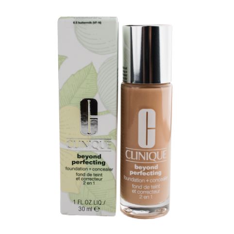 CLINIQUE Beyond Perfecting Foundation + Concealer SPF 19/PA++ 30 ml. รองพื้นและคอนซีลเลอร์ 2-in-1 สูตรเหลวเนื้อบางเบา ที่มาพร้อมกับด้ามแปรงพิเศษ สามารถปกปิดได้ยาวนาน สามารถใช้เป็นรองพื้นเพื่อการเกลี่ยให้เรียบเนียน หรือใช้แต้มเป็นคอนซีลเลอร์ เผ