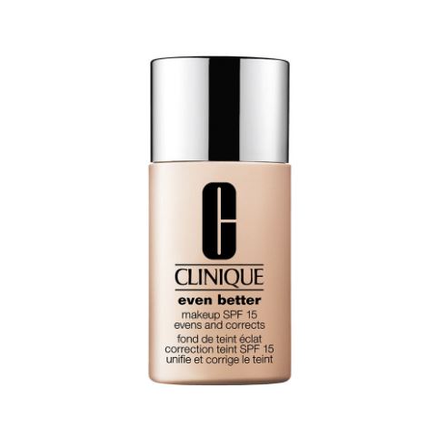 CLINIQUE Even Better Makeup SPF 15/PA++ Evens and Corrects 30 ml. รองพื้นสูตรน้ำเนื้อบางเบา เหมาะสำหรับผิวแห้งถึงผิวมัน เน้นเรื่องการปรับสีผิวที่ไม่สม่ำเสมอให้เรียบเนียน นอกจากจะทนต่อเหงื่อและสภาพอากาศที่ชื้น ยังติดทนนาน ให้ความรู้สึกสดชื่น พร