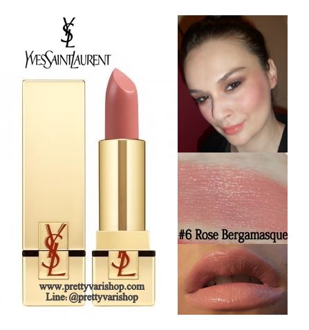 YSL YVES SAINT LAURENT Rouge Pur Couture Lipstick #Rose Bergamasque 3.8 g. ลิปสติกแบรนด์หรูแท่งสีทอง เนื้อซาตินละเอียดช่วยให้คุณสวยโดดเด่นมีเอกลักษณ์กว่าใคร ลิปสติกให้เนื้อสัมผัสนุ่ม เนื้อสีชัดติดทนพร้อมให้ความชุ่มชื้นยาวนานตลอดทั้งวัน