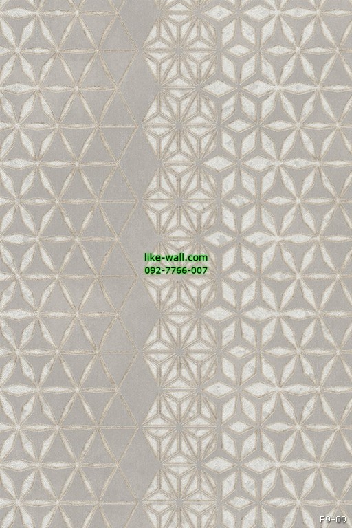 วอลเปเปอร์ลายดอกไม้ผสมผสานสี่เหลี่ยมข้าวหลามตัด สีเทา