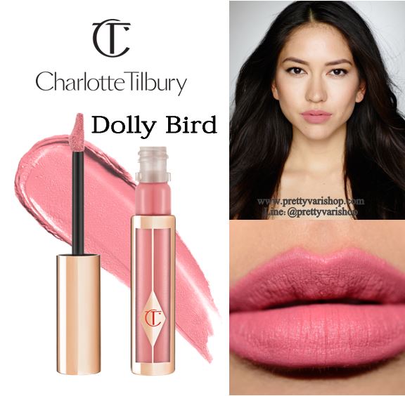 **พร้อมส่ง**Charlotte Tilbury Hollywood Lips Matte Contour Liquid Lipstick #Dolly Bird 6.8 g. ลิปจิ้มจุ่มใหม่ล่าลุดจากป้าชาล็อต สีสวย แพคเกจสวยตามสไตน์คุณป้าเลยค่ะ ลิปสติกเนื้อแมทที่อุดมไปด้วยตัวบำรุง ช่วยให้ริมฝีปากเต่งตึง ไม่เป็นรอยย่น และยังมีส่วนผสมขอ