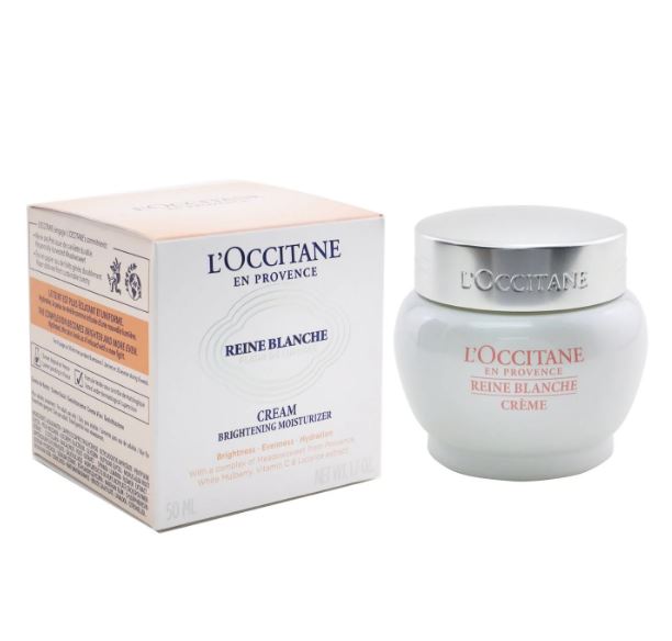 L'Occitane Reine Blanche Brightening Cream 50 ml. ครีมบำรุงผิวหน้าที่ช่วยปรับสภาพผิวให้เรียบเนียน ช่วยปรับสภาพผิวโทนสีผิว และช่วยให้รอยด่างดำดูจางลง ช่วยให้ผิวดูเปล่งปลั่งเป็นประกาย พร้อมกลิ่นหอมน่าสัมผัส