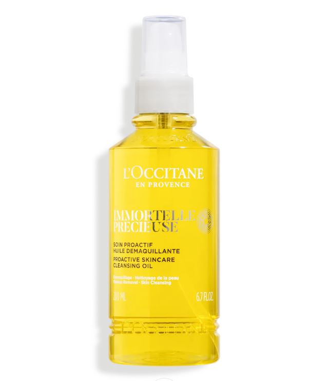 L'Occitane Immortelle Precious Cleansing Oil 200 ml. ออยล์ล้างเครื่องสำอางเนื้อบางเบาประสิทธิภาพดีเยี่ยม ทำความสะอาดทั้งเมคอัพกันน้ำ และสิ่งสกปรกได้อย่างล้ำลึกหมดจด พร้อมปรับให้ผิวเรียบเนียนและกระชับขั้น อ่อนโยนแม้กับรอบดวงตาและริมฝีปาก อุดมด้วยคุณค่