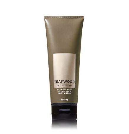 Bath & Body Works Teakwood for Men Ultra Shea Body Cream 226g. ครีมบำรุงผิวสุดเข้มข้น คอลเลคชั่นที่สร้างขึ้นเพื่อผู้ชายโดยเฉพาะ กลิ่นหอมมีเอกลักษณ์กลิ่นไม้หอมแบบฉบับของแบรนด์นี้ ด้วยกลิ่นไม้หอมของTEAKWOOD MAHOGGANY ผสานกับกลิ่นดอกลาเวนเดอร