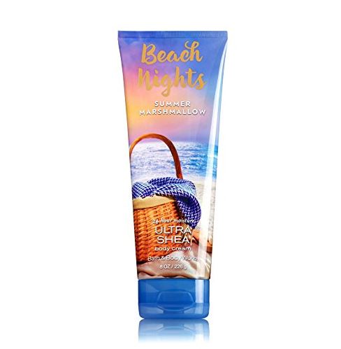 Bath & Body Works Beach Nights Summer Marshmallow 24 Hour Moisture Ultra Shea Body Cream 226g. ครีมบำรุงผิวสุดเข้มข้น มีกลิ่นหอมติดทนนาน ด้วยกลิ่นหอมอบอุ่นของมาสเมโล่แสนหวาน ด้วยกลิ่นหอมอ่อนๆของวนิลลา ผสานกลิ่นไอทะเล หอมโรแมนติกมากๆค่ะ