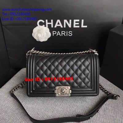 Chanal Boy Grained skin  เกรดออริจินอล size 25 cm งานหนังแท้ รายละเอียดสวยเหมือนแท้