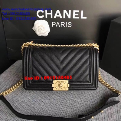 Chanal Boy Grained skin  เกรดออริจินอล size 25 cm งานหนังแท้ รายละเอียดสวยเหมือนแท้