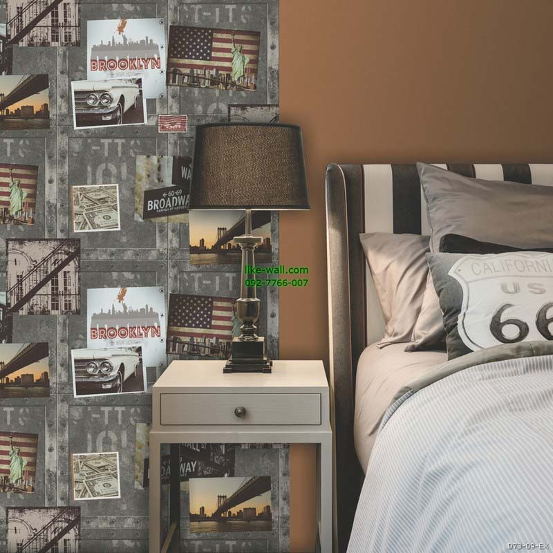 ตัวอย่างห้องตกแต่งด้วย วอลเปเปอร์ลายPostcard