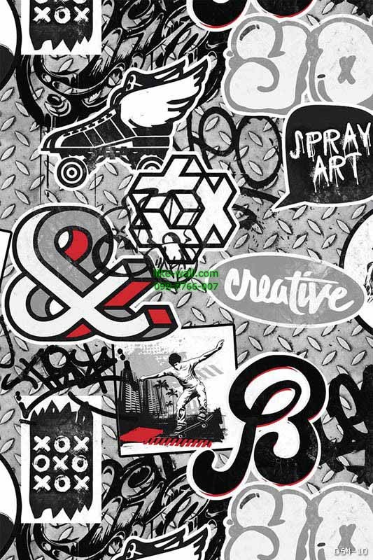 วอลเปเปอร์ลายGraffiti สีดำแดง